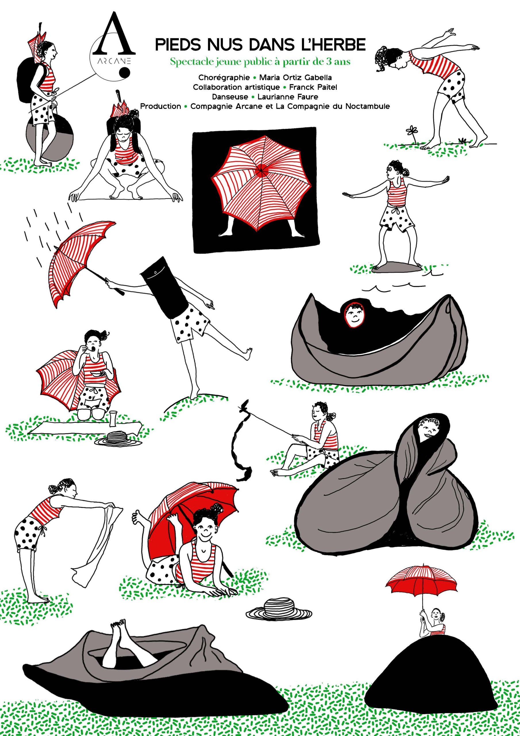 Affiche spectacle "Pieds nus dans l'herbe"